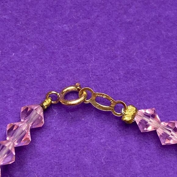 💛 Vintage 14k Gold & Pink Austrian Crystal Stacking Bracelet - Picture 2 of 4